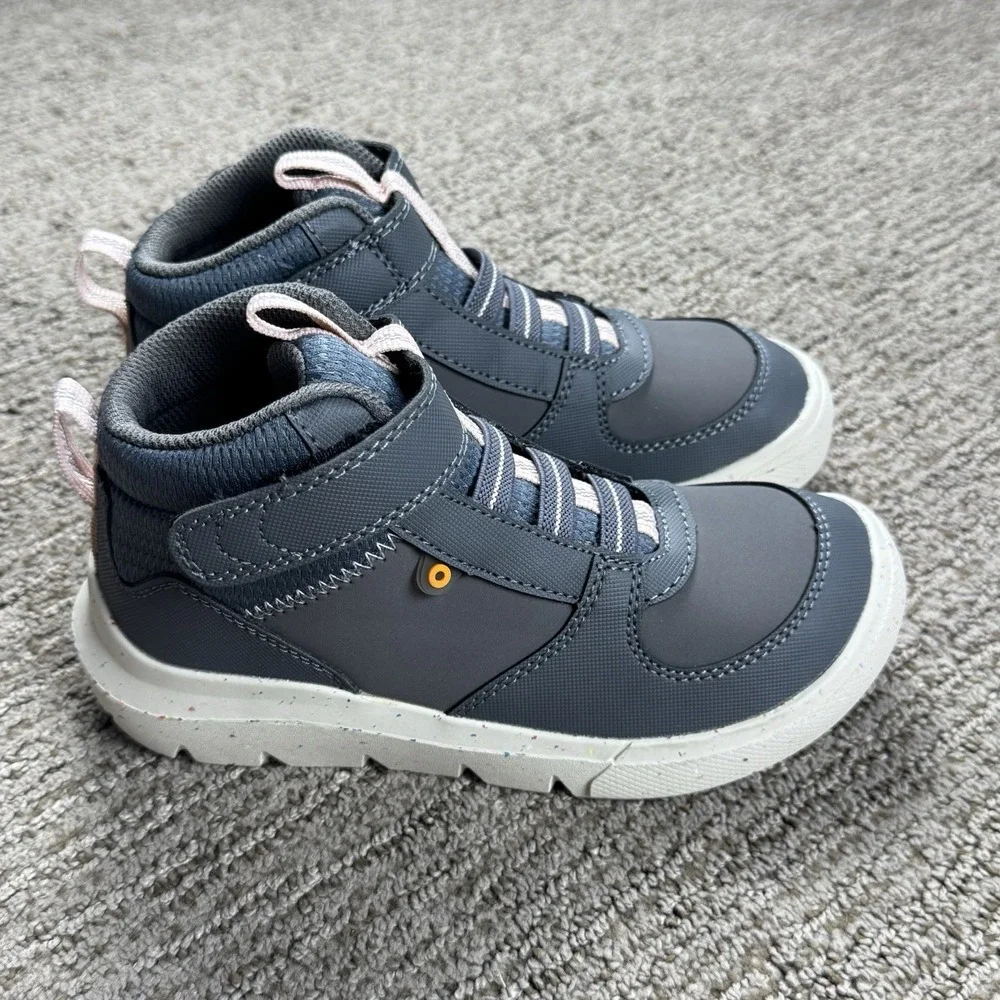 Bogs Youth Girls 12 Skyline Kicker Tall Sneaker Hook & Loop High Top Boot Grey